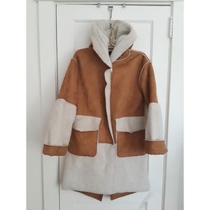 Zara Faux Seude Coat With Hood